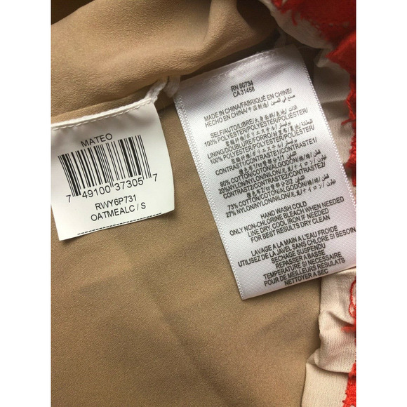 BCBGMAXAZRIA Womens Mateo Oatmeal Lace Panel Blouson Strapless Dress S - Picture 9 of 9